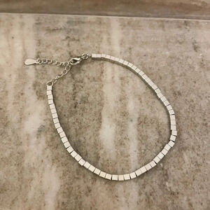 925 Sterling Silver Dainty Cube Bracelet Minimalist Tiny Block Bracelet